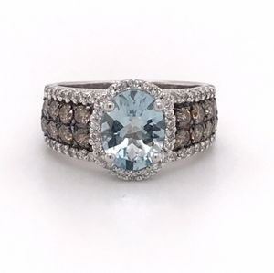 LeVian Aqua and Diamond Halo With Chocolate Diamonds